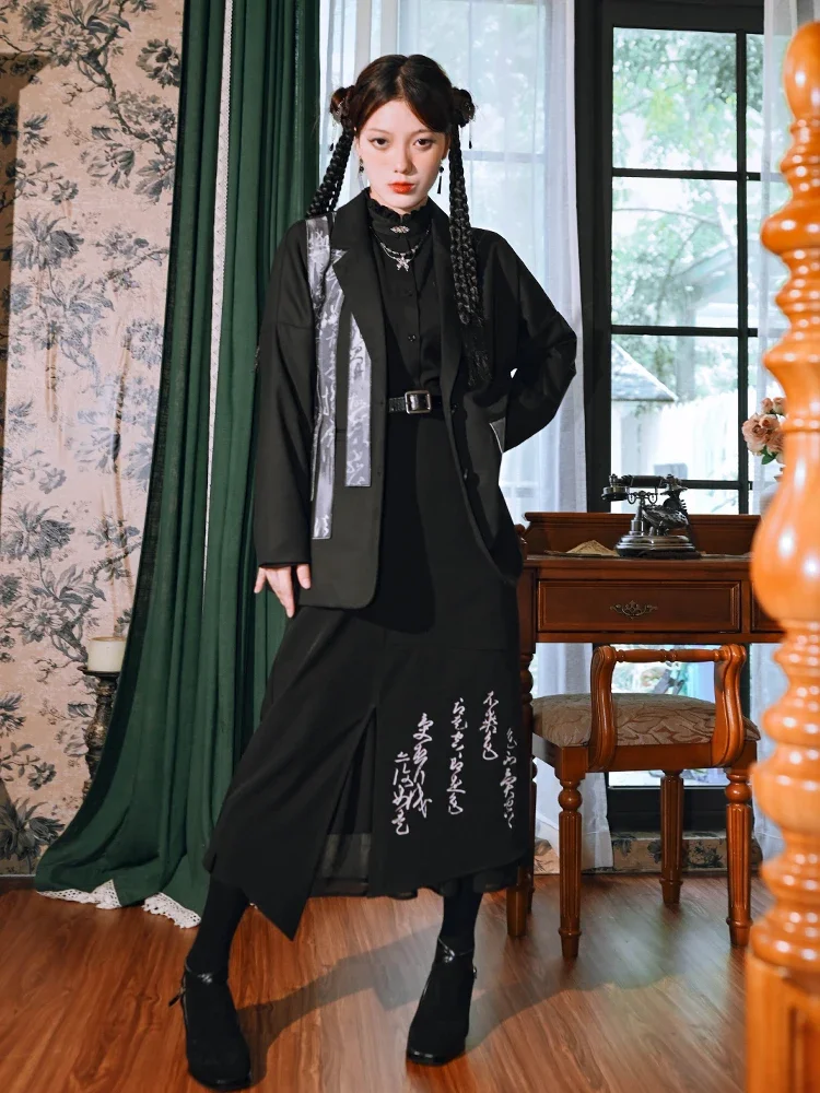 Patchwork Suit New Chinese Style National Trendy Design Sense Niche Suit Female Autumn Long-sleeved Blazers Women Clothes Jacket