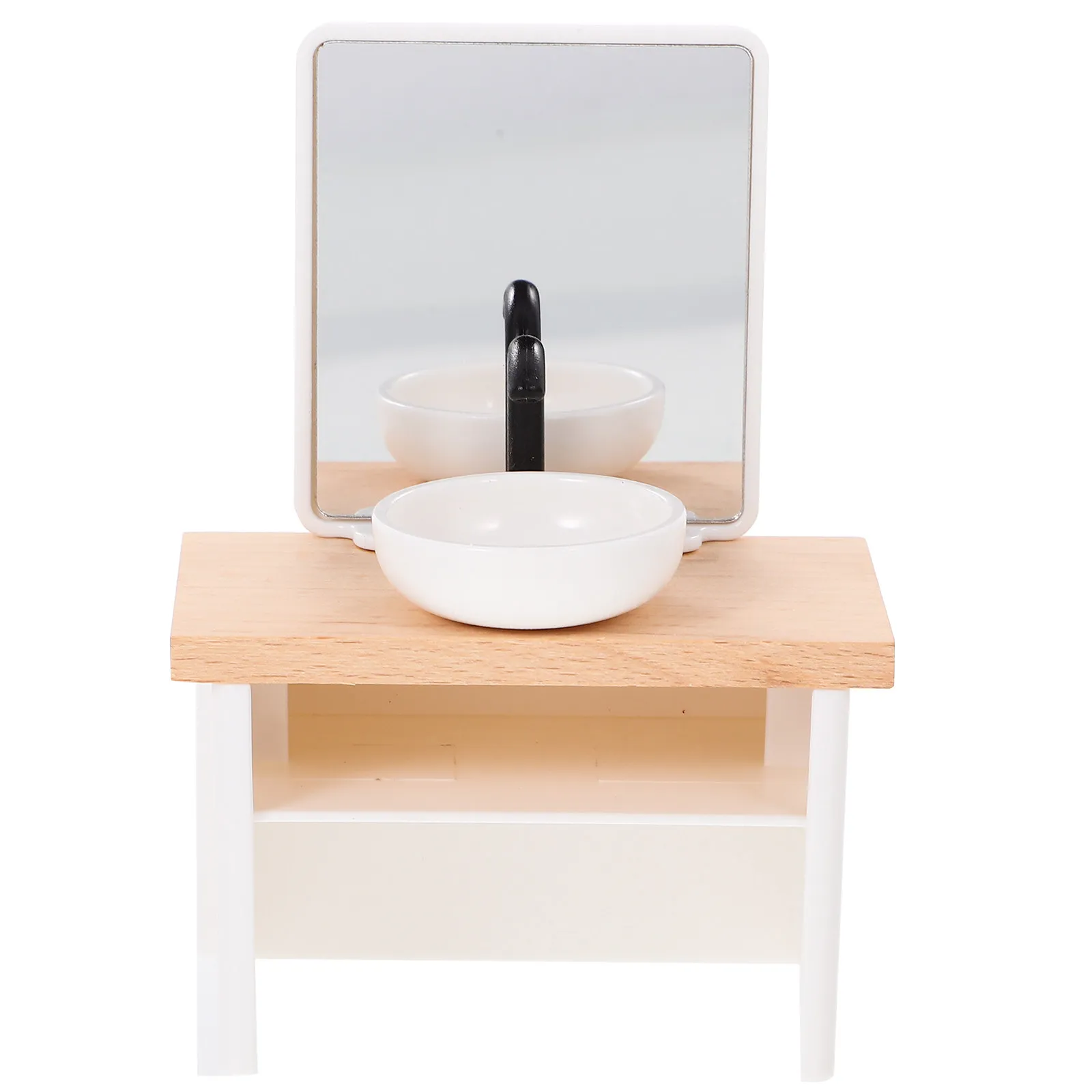 

Miniature Bathroom Wash Sink Wood Plastic Small Wash Basin Cabinet Mini House Supply Decorative Accent Miniatures