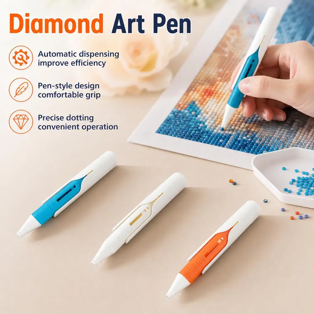 Automatic Diamond Art Pen Dispenser Wax-Free Dotting Tool Ergonomic Diamond Art Stylus Pen For DIY Crafts Beads Placement