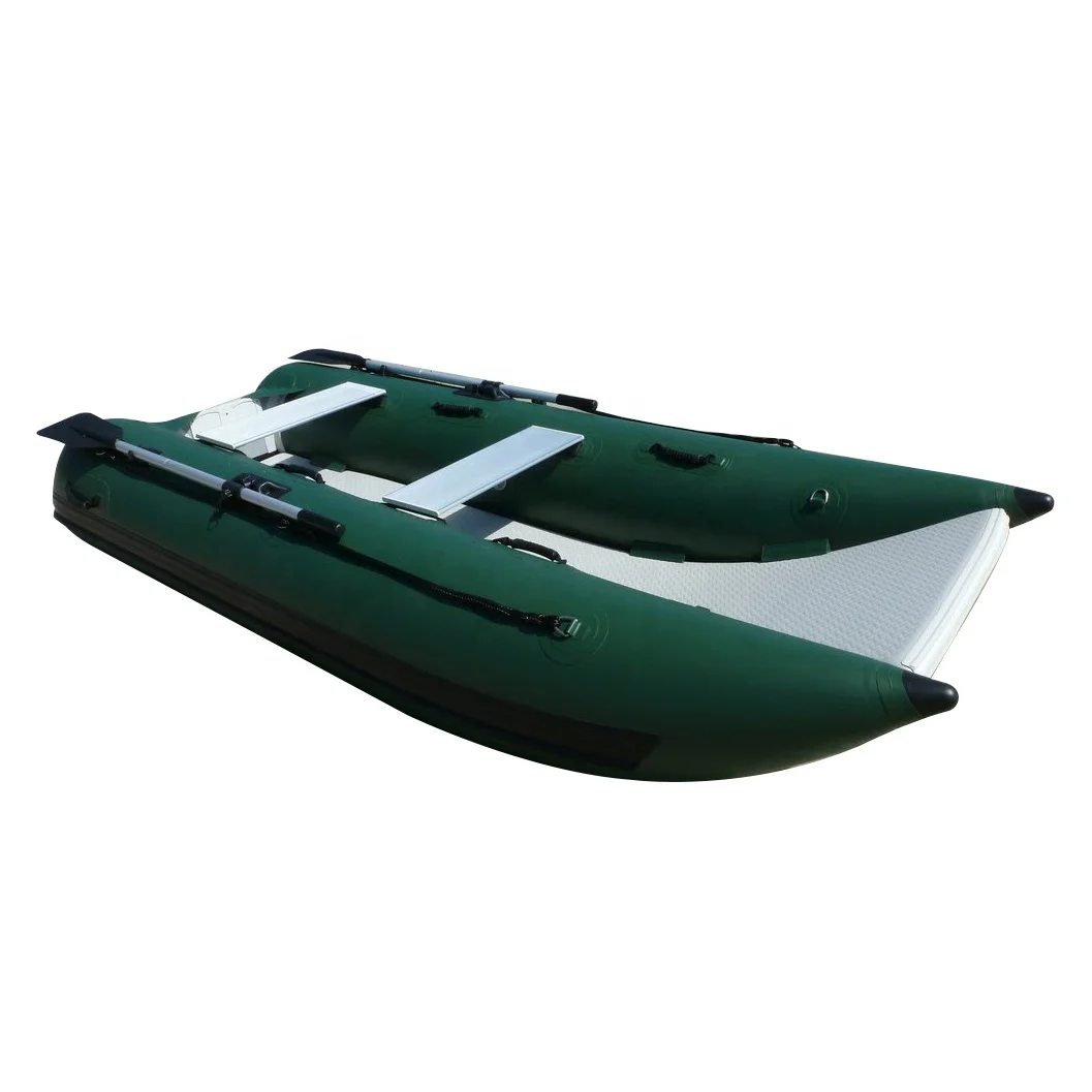 Barco de pesca inflable para 4 personas, 3,3 m, yate de vela de catamarán de alta velocidad
