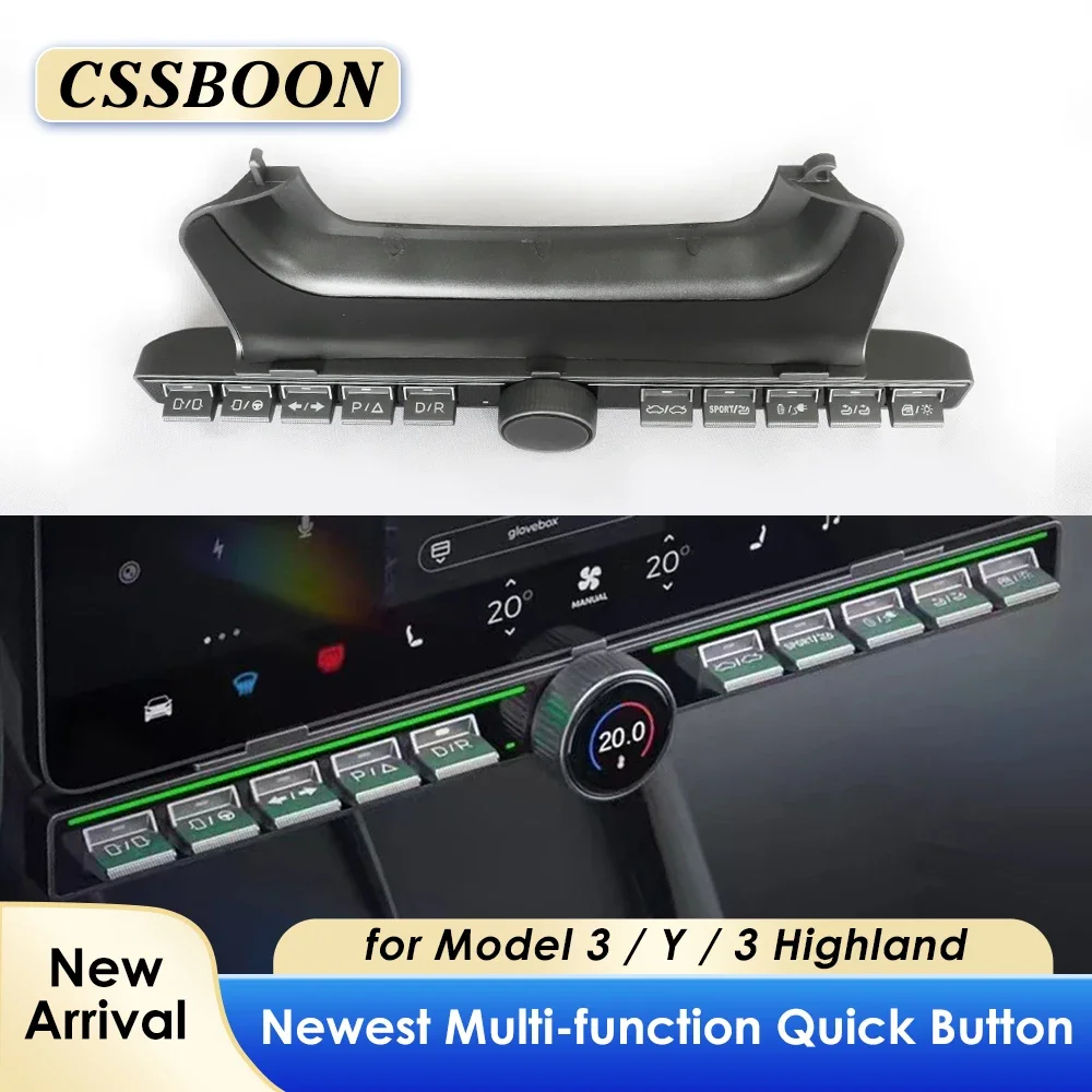 CSSBOON 2024 Latest Function Physical Buttons for Tesla Model Y 3 Highland Assistant Keypad Accessories With Ambient Light