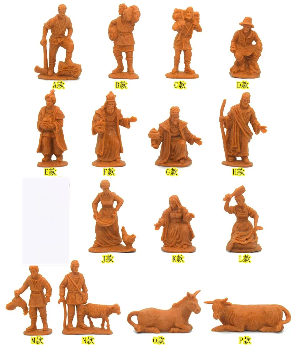 Miniature model 1/35 European farmers, farmers, women, village men, village women, farm owners, cows, donkeys, chicken 15pcs/set