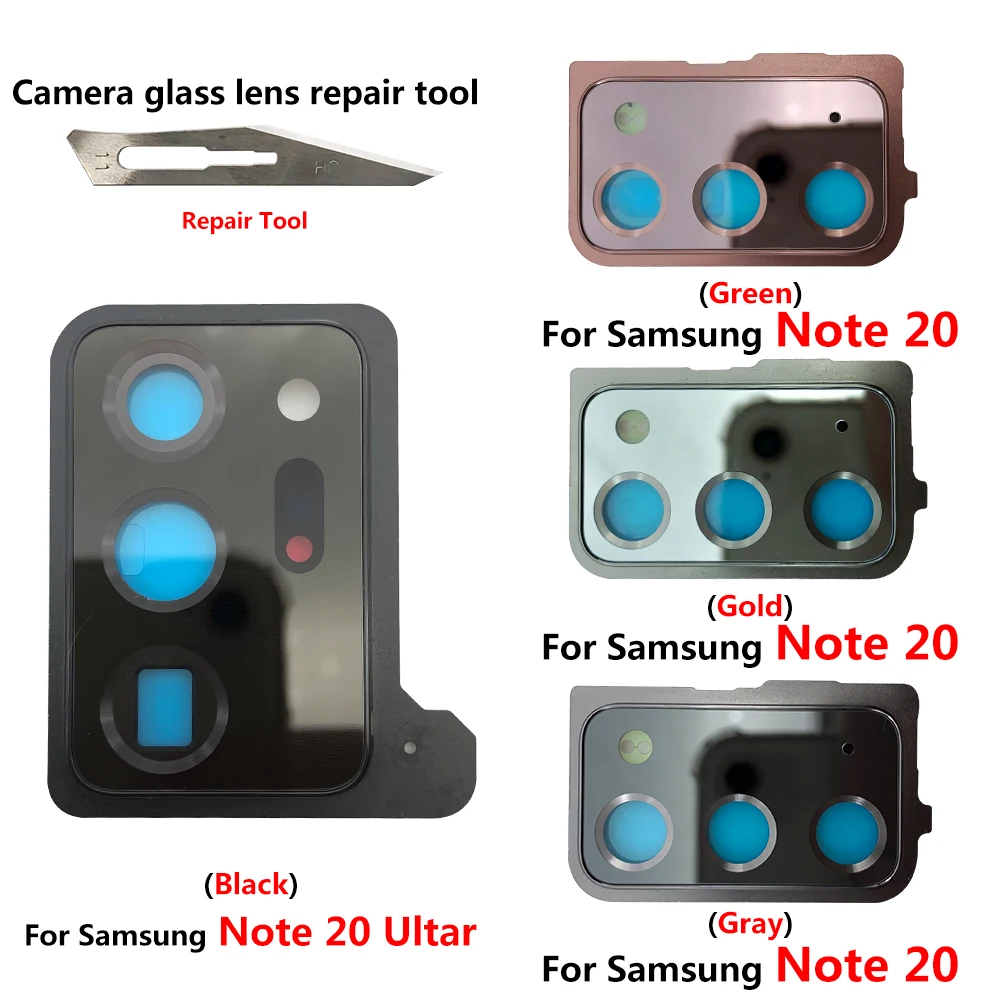 New For Samsung Note 20 Ultra Repair Housing Back Rear Camera Glass Lens With Cover Frame Holder with Sticker