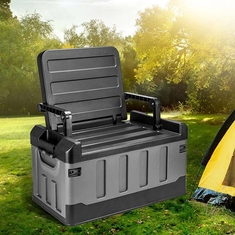 60L Outdoor Storage Box Foldable Storage Box Camping Accessories For Vehicles Car Supplies Thickened Storage Box