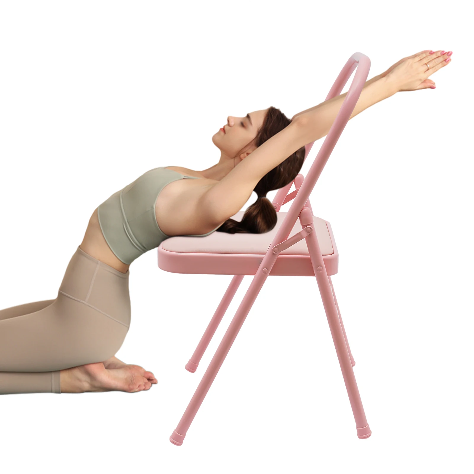 Portable Foldable Yoga Auxiliary Chair with Lumbar Back Support Relieve Back Pain Chair Balance Handstand Training Tool For yoga