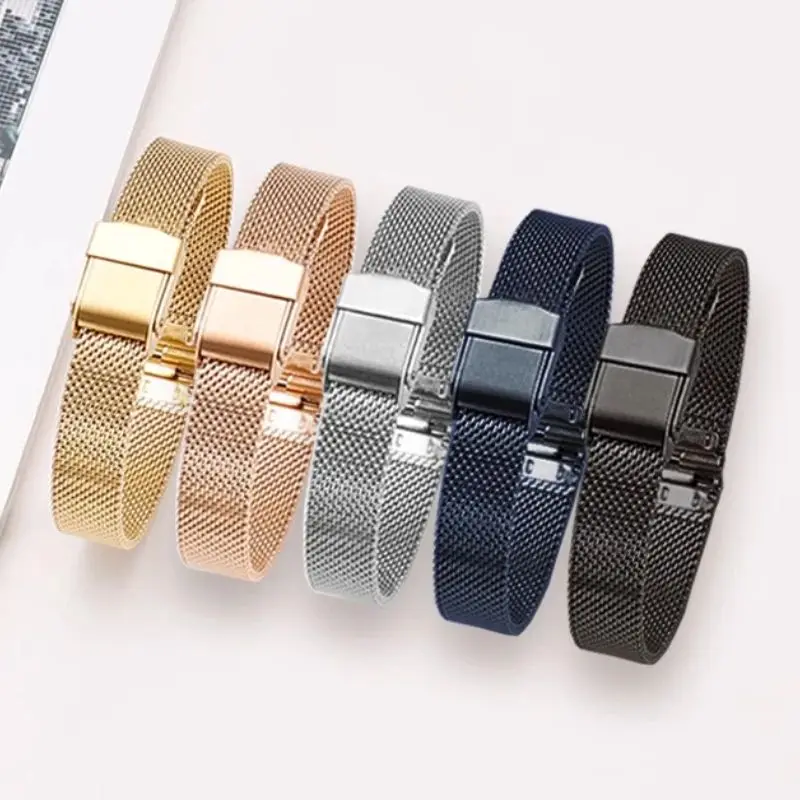 For any brand 6mm 8mm 10mm 12mm 14mm 16mm Stainless Steel Watch Band Strap ceramic Watchband Women Rose gold Mesh belt Bracelet