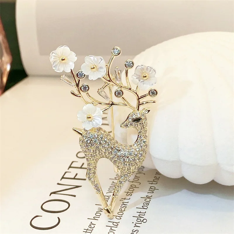 CHKAWOCI Luxury Plum Moose Brooch French Atmosphere suit corsage Dress accessories anti-slip pin women's dinner accessories