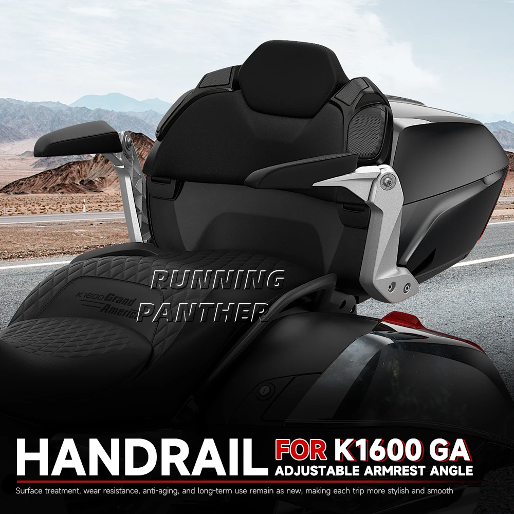 

FOR BMW K1600GA K1600 GA Motorcycle Adjustable Passenger Armrests - Black Comfortably Padded Accessories