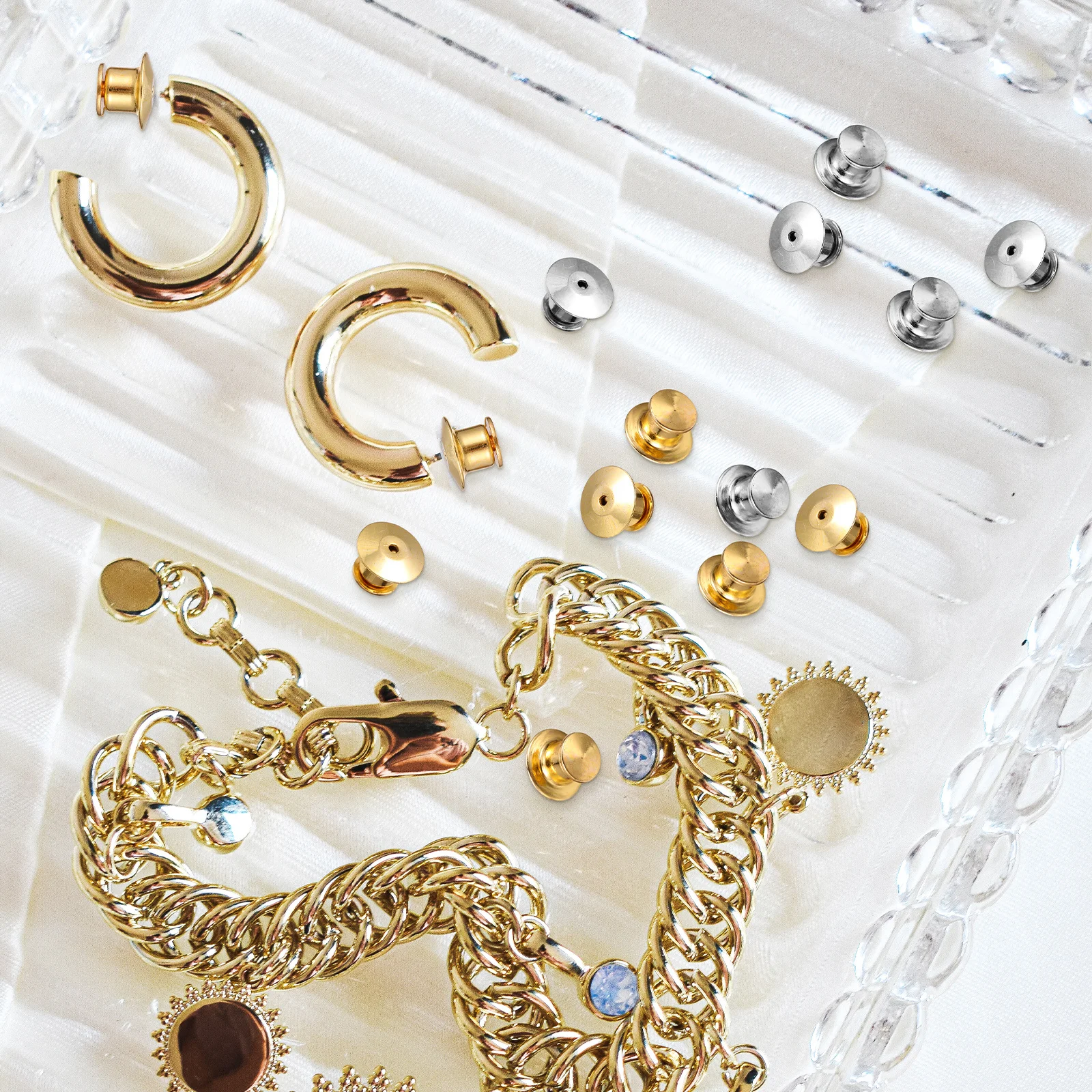 

10pcs Metal Backs For Enamel Durable Locking Clasp Replacement Spring-Loaded Design Backs Locking Pin Keepers Pin Back For