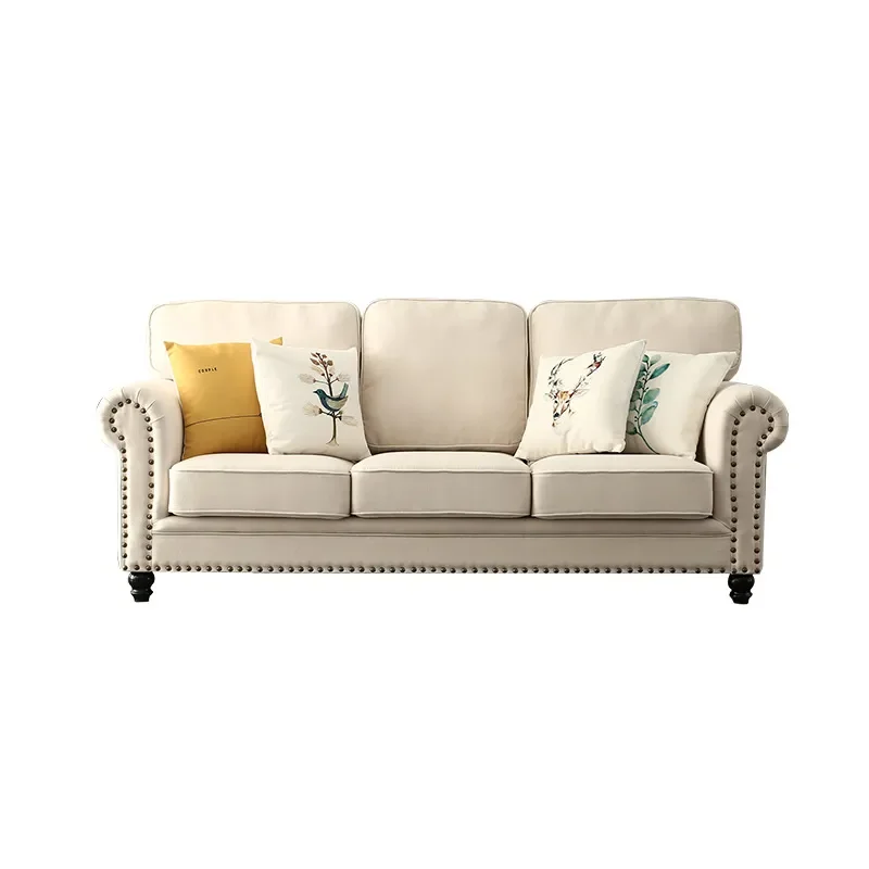 Retro Fabric Sofa Set Modern Minimalist 3 Seater and Single Seat Washable Cover Compact Couch for Small Apartment Living Room