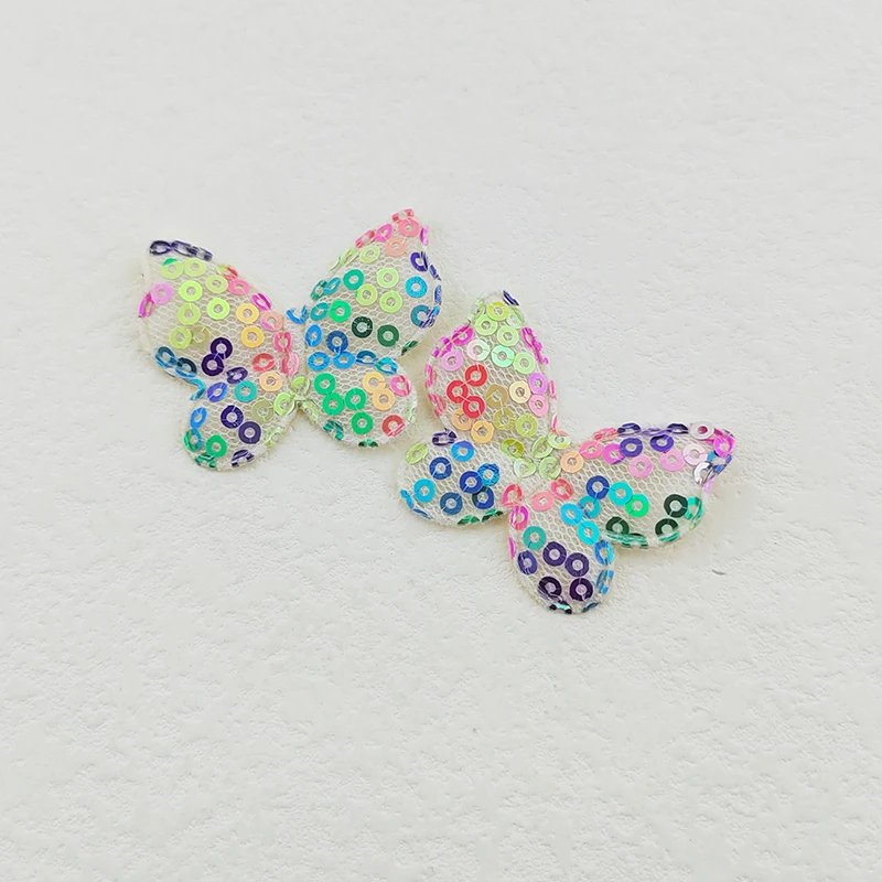 80 Stück Pailletten-Schmetterlings-Applikationen, zwei Größen, zum Aufnähen auf Kleidung, für Bastelarbeiten, zum Nähen, als DIY-Haarspangen-Accessoire, als Aufnäher. – Detail 10