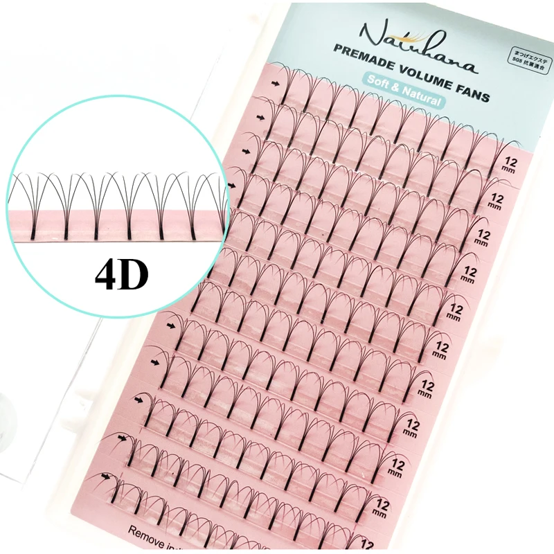 NATUHANA-Extensions de Cils à Longue Tige Préfabriqués en Éventail Russe, Accessoire de Maquillage, 3D, 4D, 5D, 6D