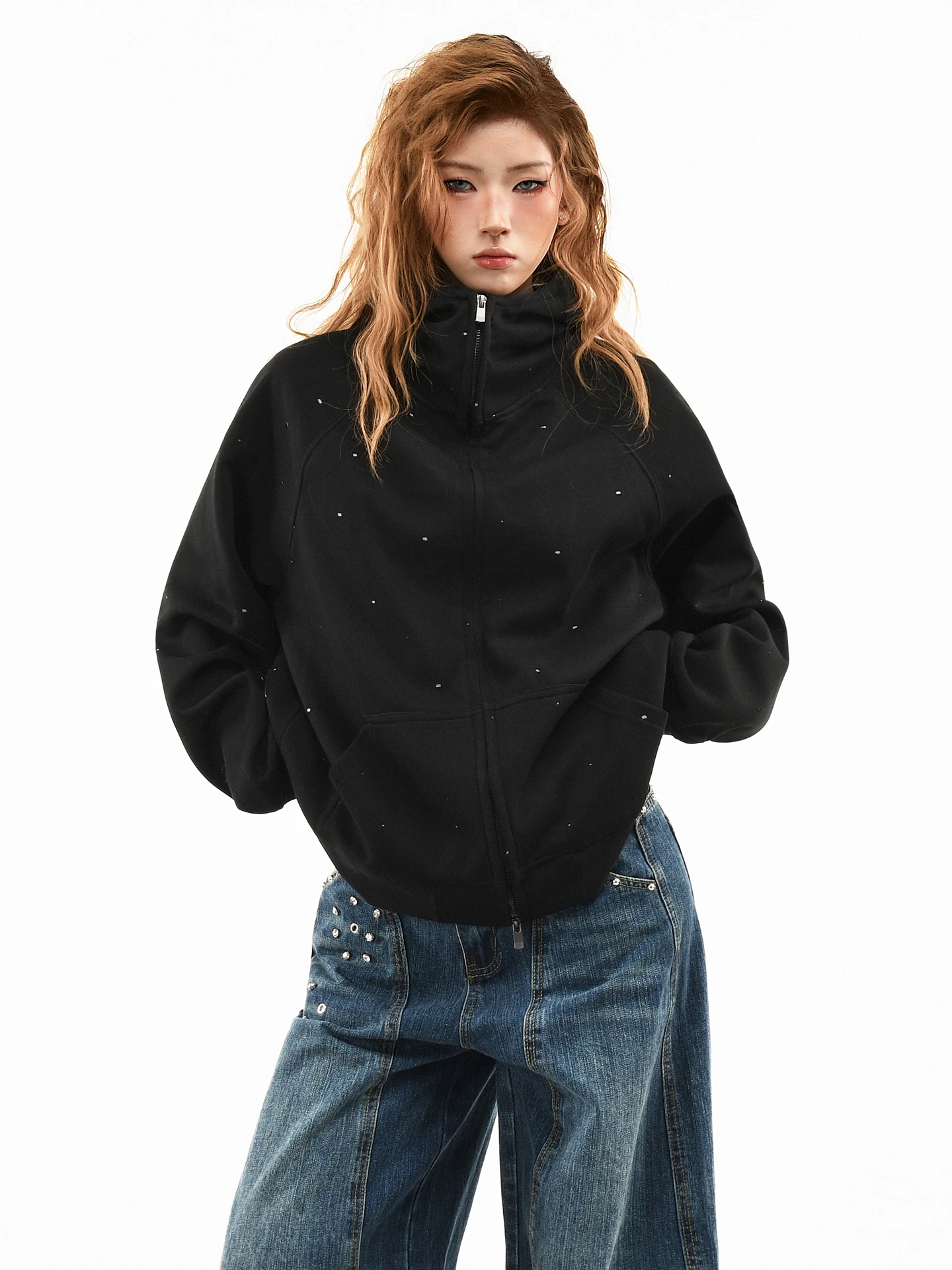 

OV Original American Sle Hoodie Jaet Men Women Spring Loose ort Zipper Cardigan Coat Casual Wear Resistant Cotton Polye...