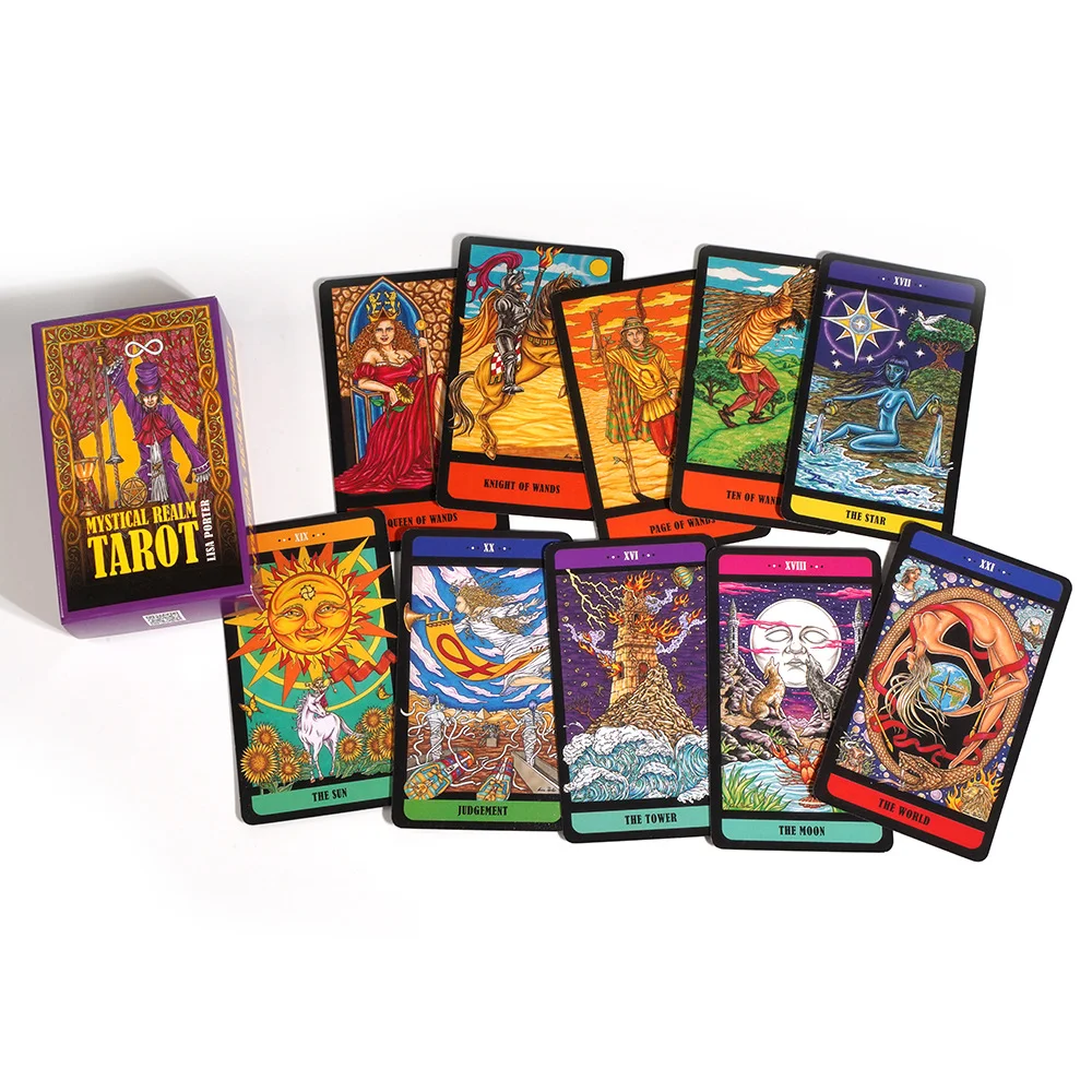 Mystical Realm Tarot 78 Full Color Cards a visual and historic exploration of the Fools Journey traditional tarot meaning