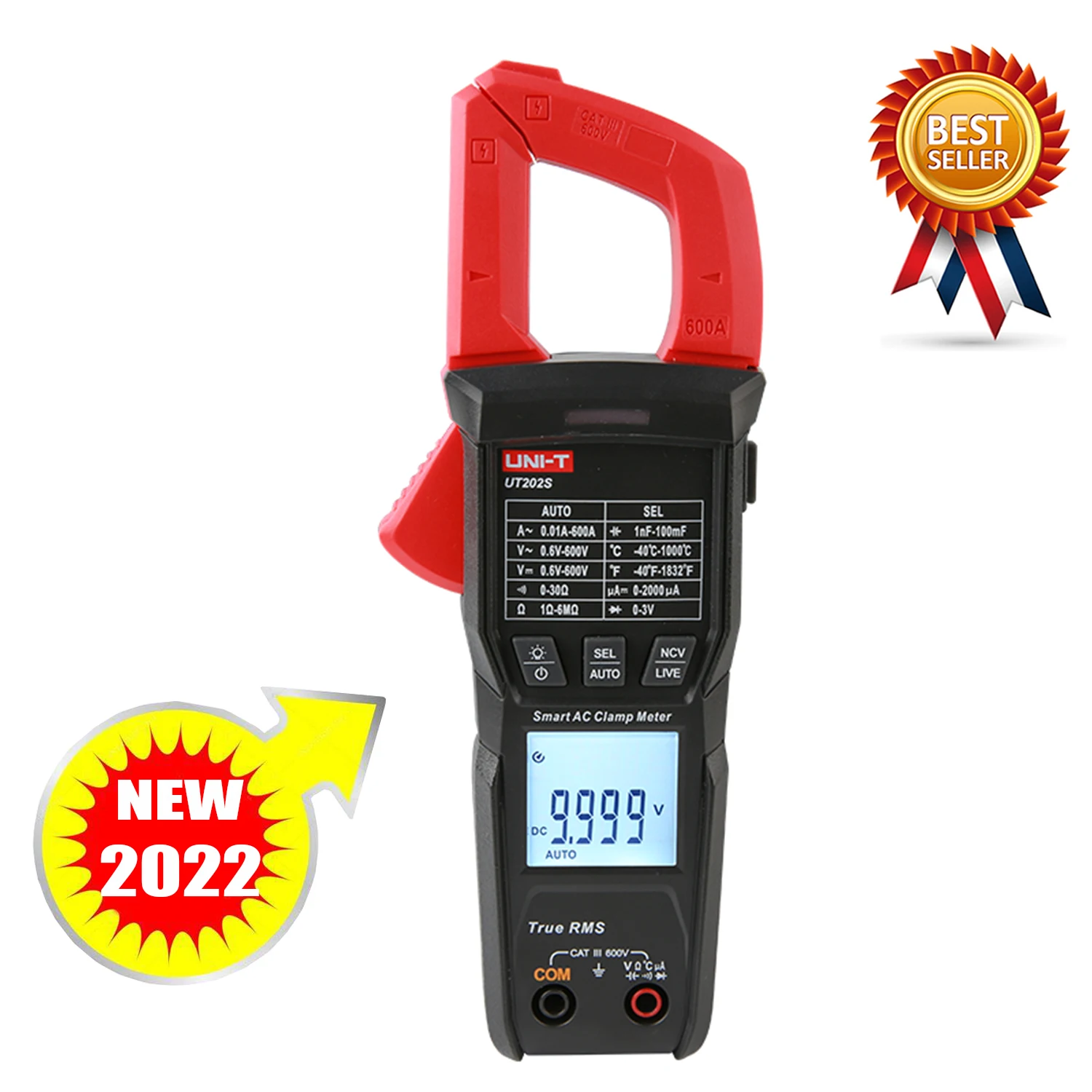 Цифровой измеритель-зажим UNI-T UT202S UT202BT AC 600A True RMS NCV амперметр постоянного напряжения частота гц емкость хранение данных 6000 отсчетов