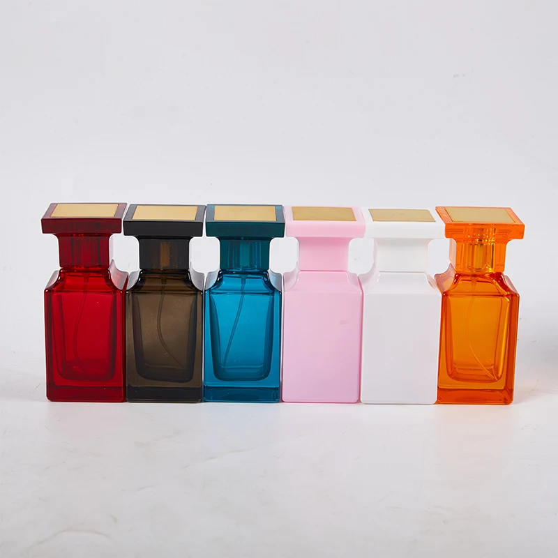 50ml Glass Refillable Spiral Thick Bottom Square Glass Atomizer Perfume Bottle Cosmetic Empty Spray Bottle Container