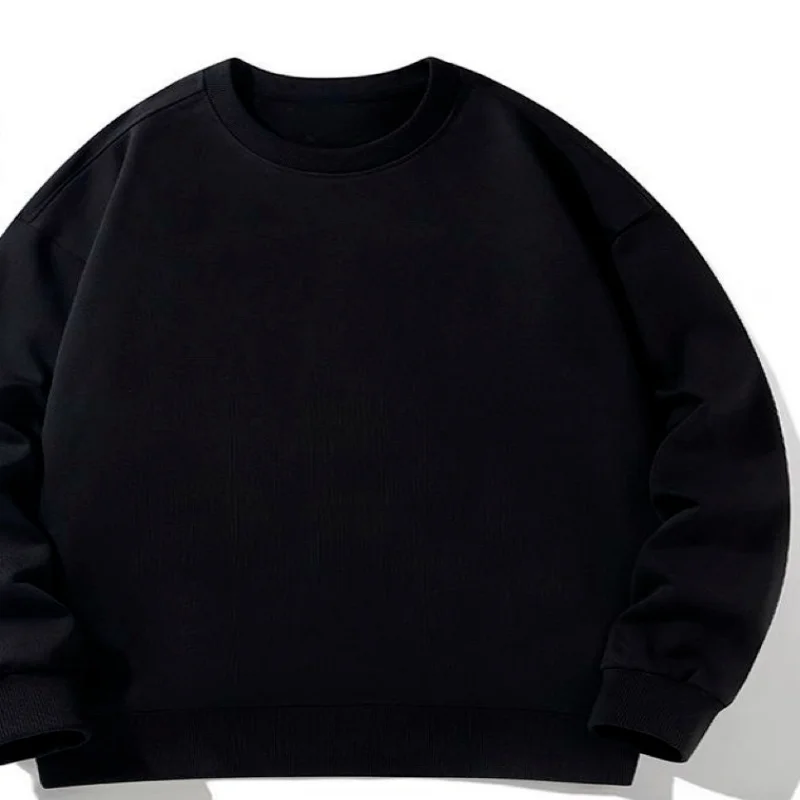 سترة بغطاء للرأس بلون سادة برقبة دائرية للربيع والخريف والشتاء للرجال والنساء مع قلنسوة مخملية، تي شيرت بأكمام طويلة، علامة تجارية عصرية،