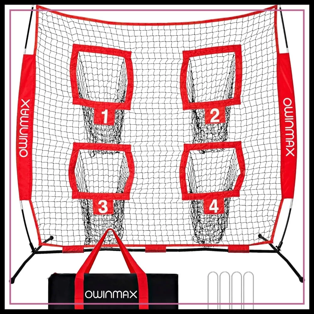 

6x6 ft Football Throwing Net with 4 Targets, Carry Bag & Ground Stakes, for Kids Youth