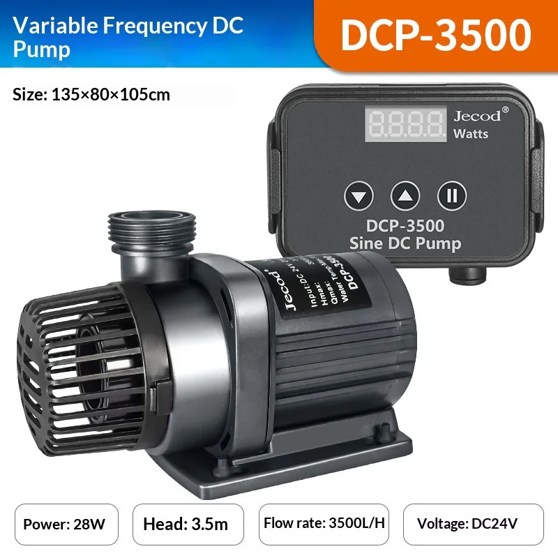 Jebao Jecod DCP-serie aquariumpomp met sinusgolf, variabele frequentie, geluidsarme DC-onderwaterpomp, instelbare stroomsnelheid.