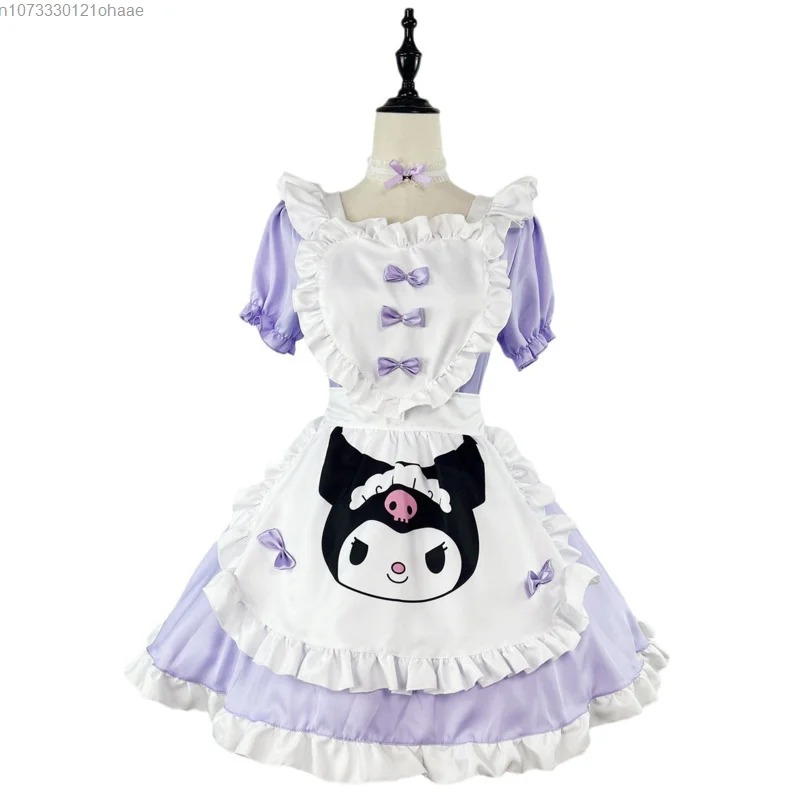 Sanrio Kuromi Cute Costume Elegant Dress For Women Y2k Japanese Style Sweet Lolita Dresses Female New Kawaii Clothes Top Skirt