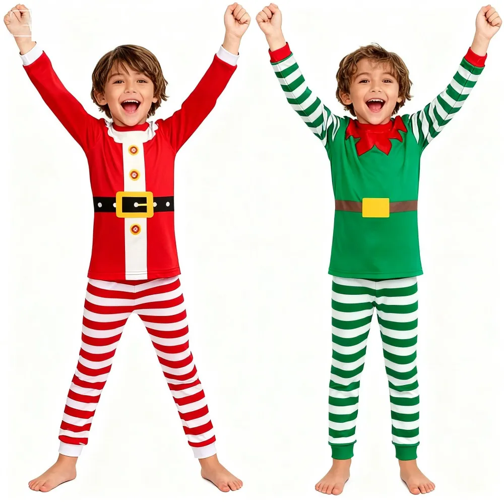 Cotton Girls Christmas Pajamas Sets Children Sleepwear Kids Pyjamas Homewear Santa Claus Pijamas Nightwear Boys Clothing Suits