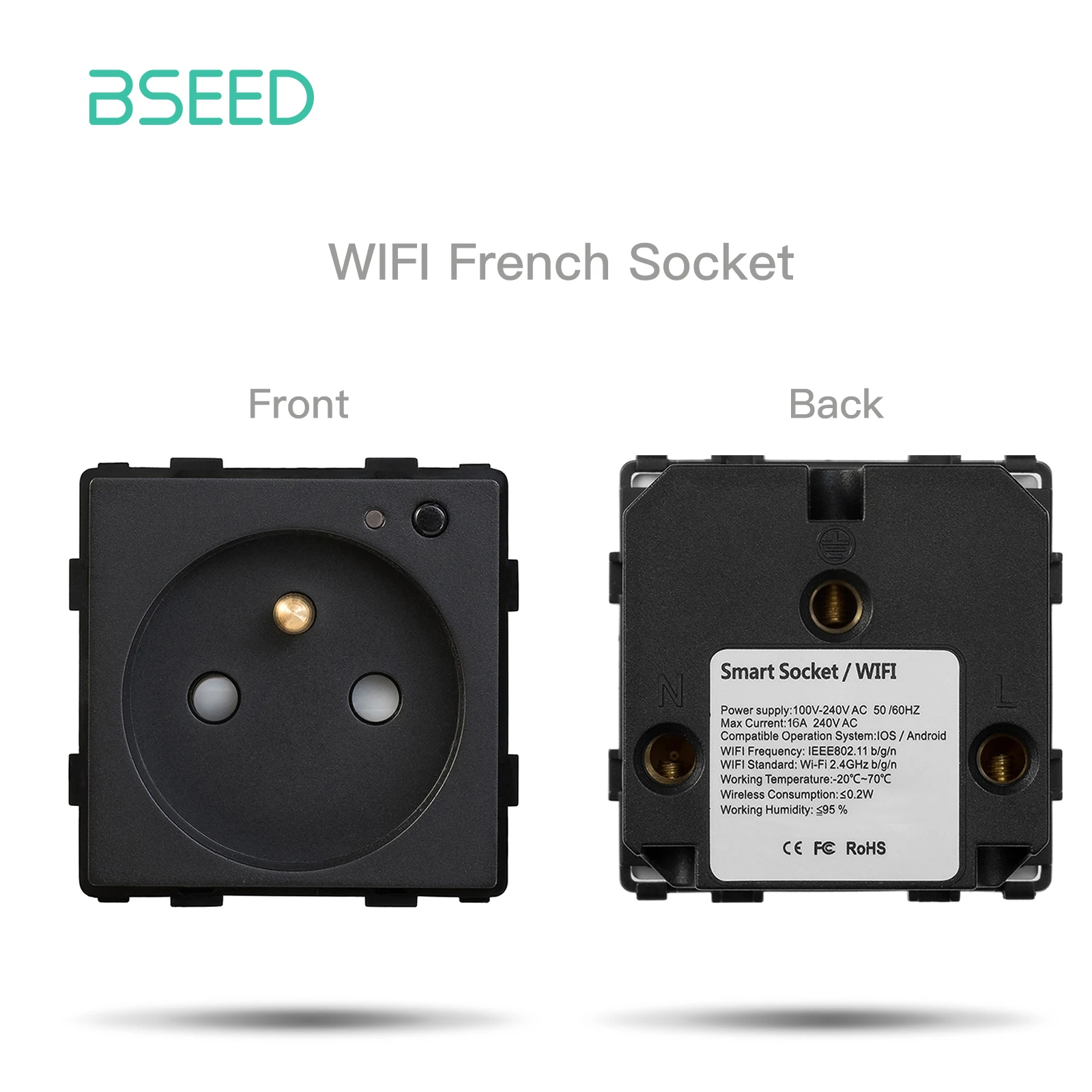 Bseed EU Standard USB Typ-C Buchse Teile Taste Schalter Internet TV HDMI Satellit Mit Glas Rahmen Schwarz DIY Funktion teile