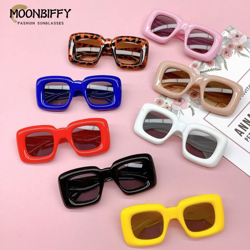 Candy Color Square Kids Y2k Eyeglasses Fashion Anti-blue Light  Inflatable Thick Computer Glasses Frame Boys Girls Retro Shades