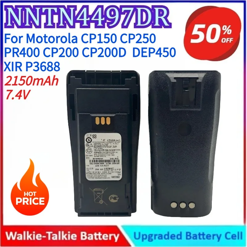 

New 2150mAh 7.4V NNTN4497DR High Quality Walkie Talkie Battery for Motorola CP150 CP250 PR400 CP200 CP200D DEP450 XIR P3688