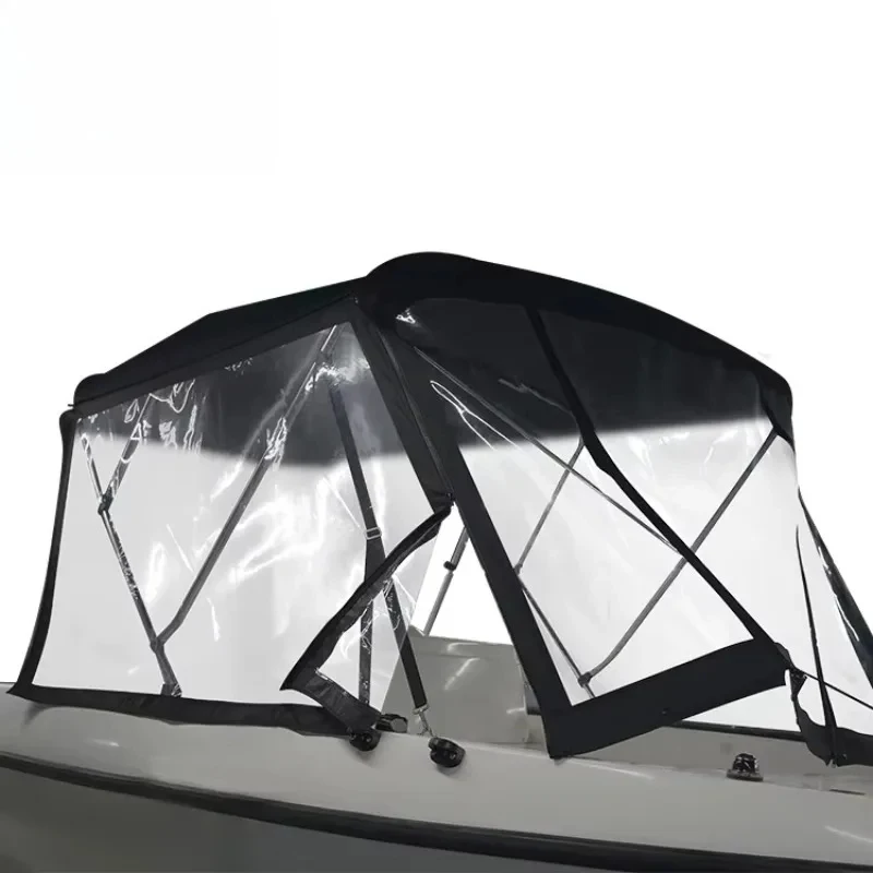 3 bow aluminum tube boat canopy Bimini top with PVC windshield