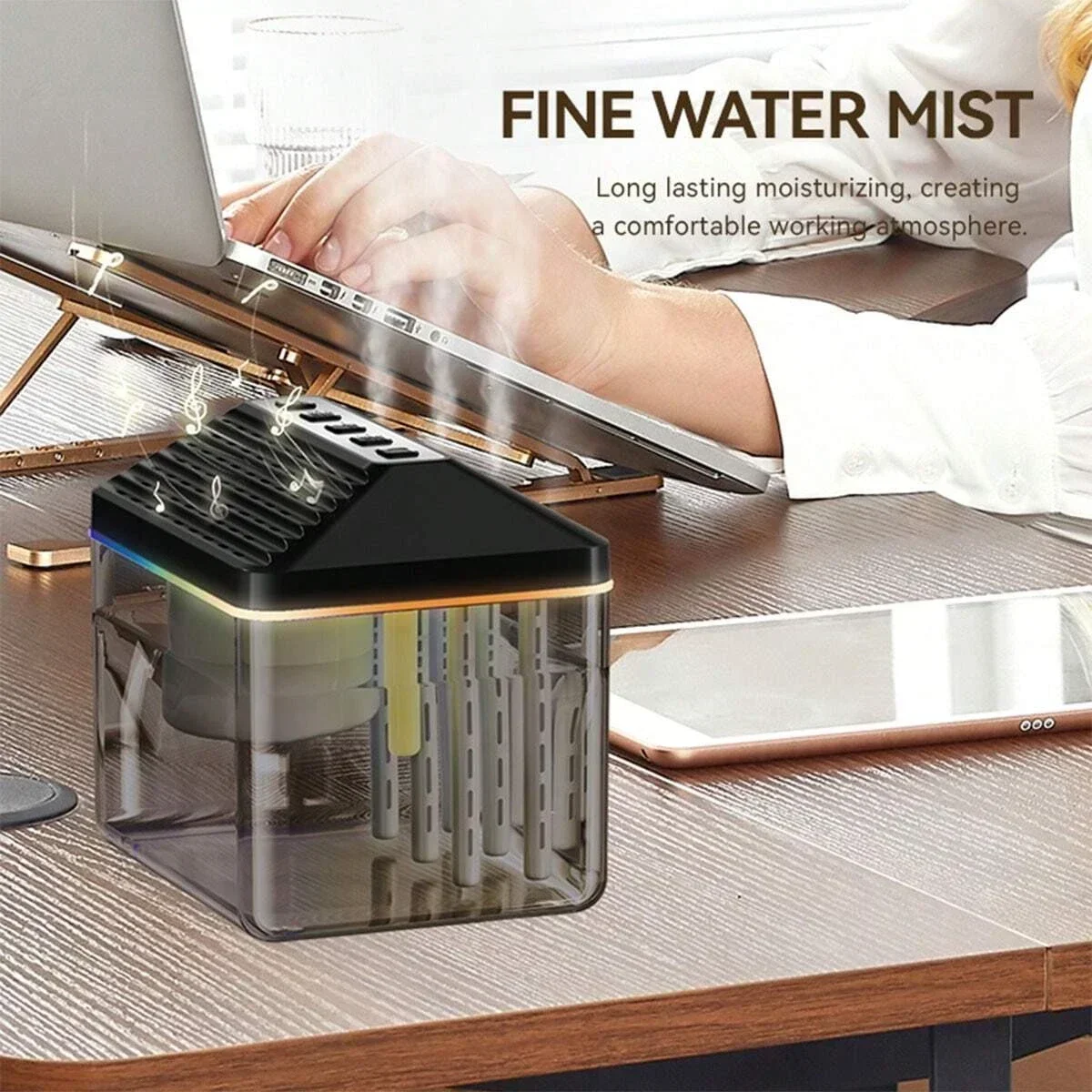 Humidificateur musical à 6 buses, haut-parleur Bluetooth, brumisateur de bureau, lumière colorée, 900ml, utilisation à domicile et au bureau, nouveau