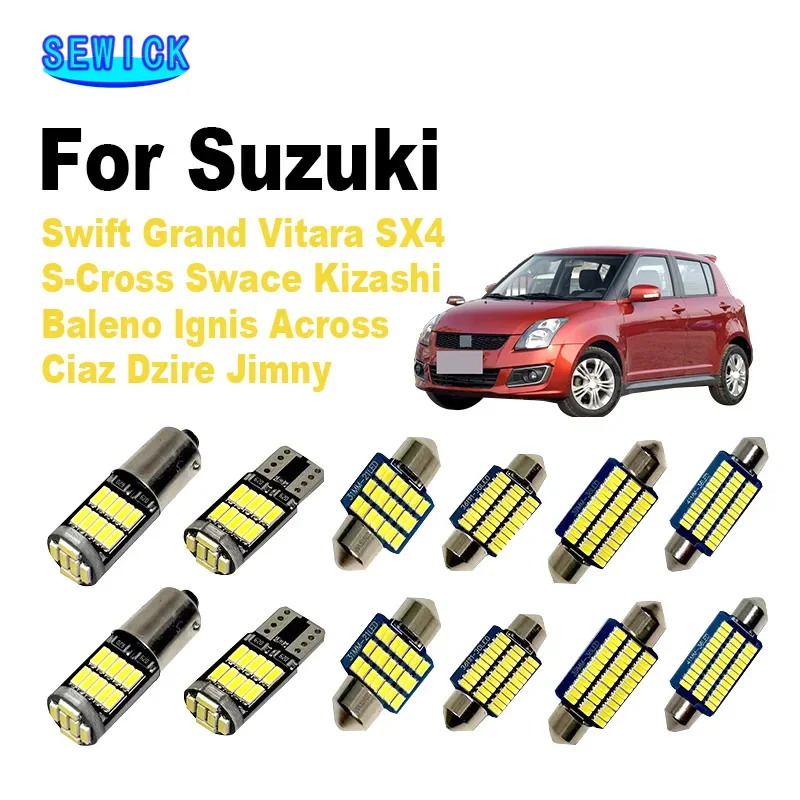 Car Interior LED Bulbs For Suzuki Swift Grand Vitara S-Cross Swace SX4 Kizashi Ignis Across Baleno Ciaz Dzire Jimny Light Kit