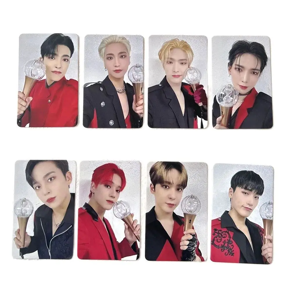 8Pcs/Set KPOP ATEEZ THE FELLOWSHIP World Tour Light Stick Two Sides Photocards San Hongjong Yunho Selfie LOMO Cards Fans Gifts