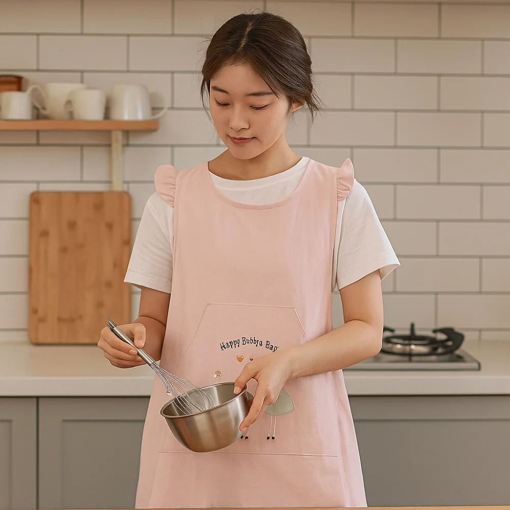 

Stain-Resistant Waterproof Apron Breathable Wear-resistant Wide-Shoulder Apron with Pocket Soft Kitchen Apron Food Service