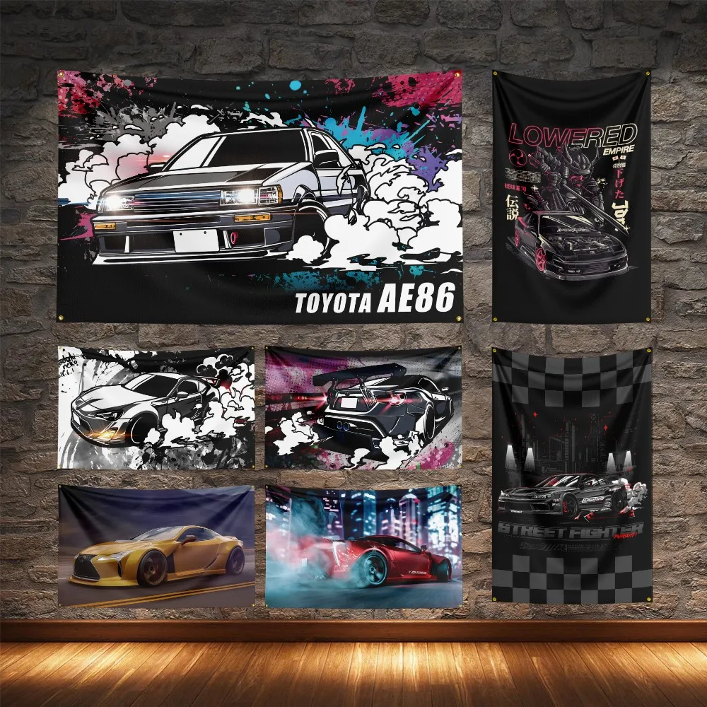 

JDM Super Legend Car Flag Polyester Digital Printing Cars Flagge Banner For Decoration
