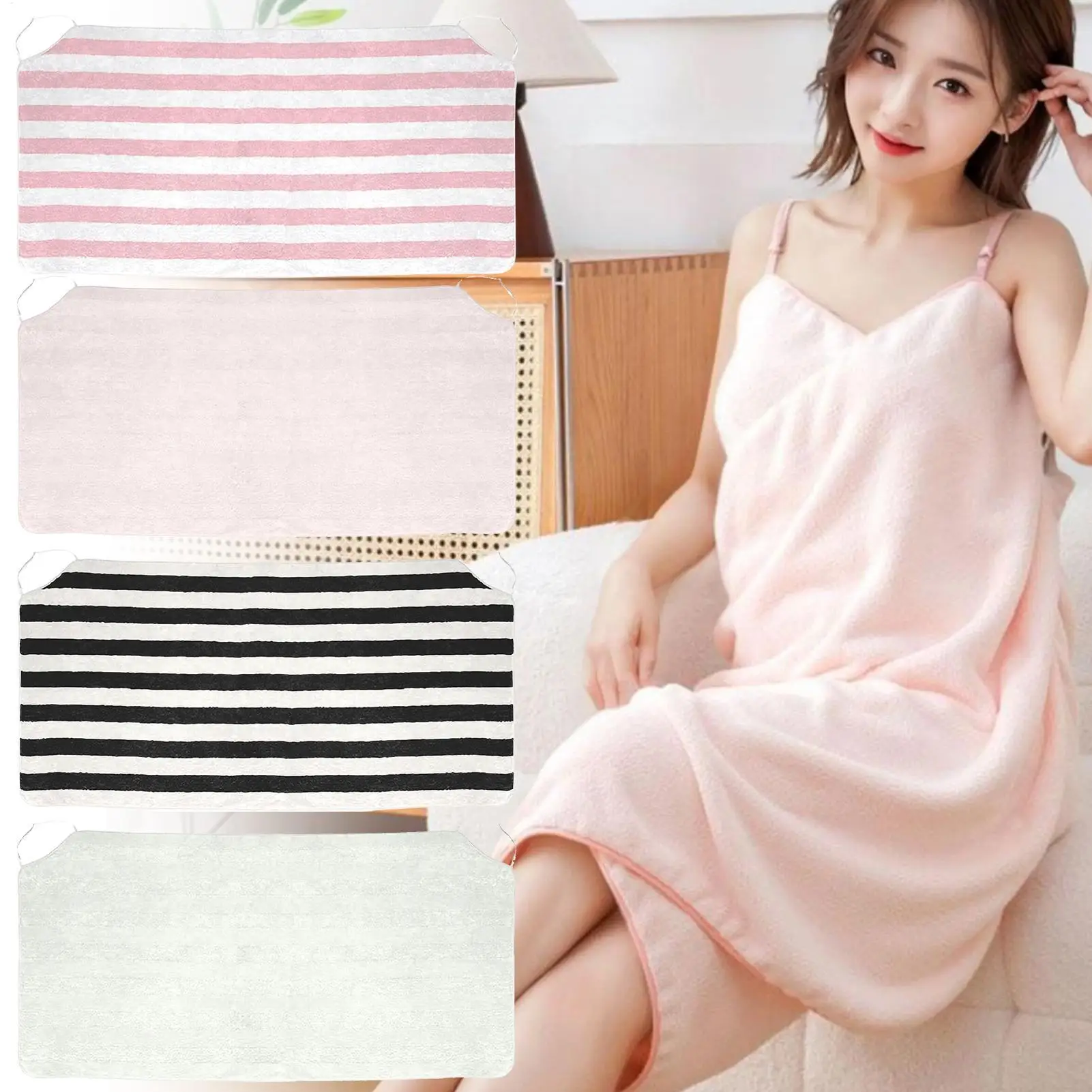Wrap Towel For Women Glow Towel Wrap Bathrobe With Straps Adjustable Spa Robe Quick-Drying Soft Wearable Top Dress Bathrobe For