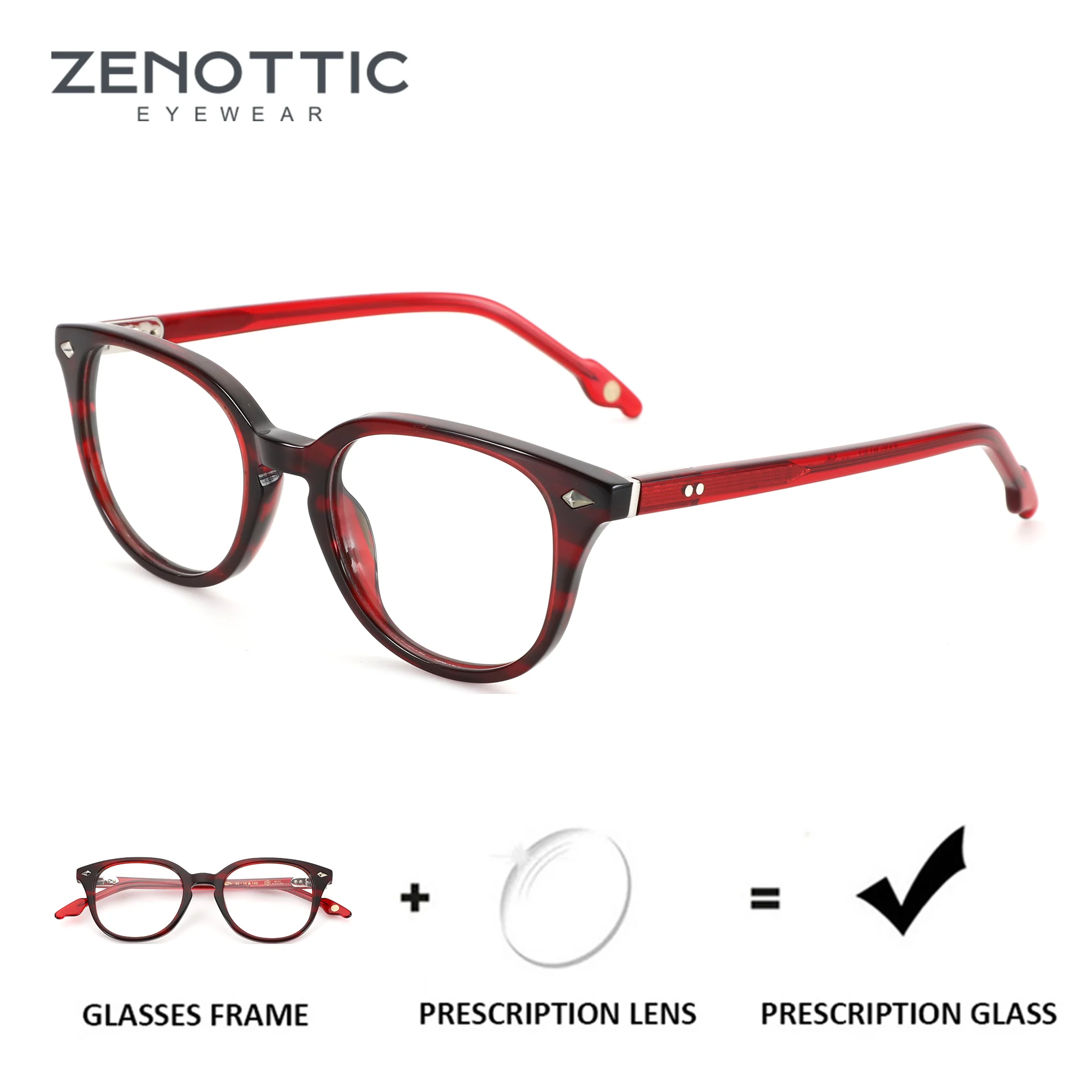 zenottic-アセテートスクエア処方メガネ抗青色光マイナスプログレッシブカスタム眼鏡老眼レンズ女性用
