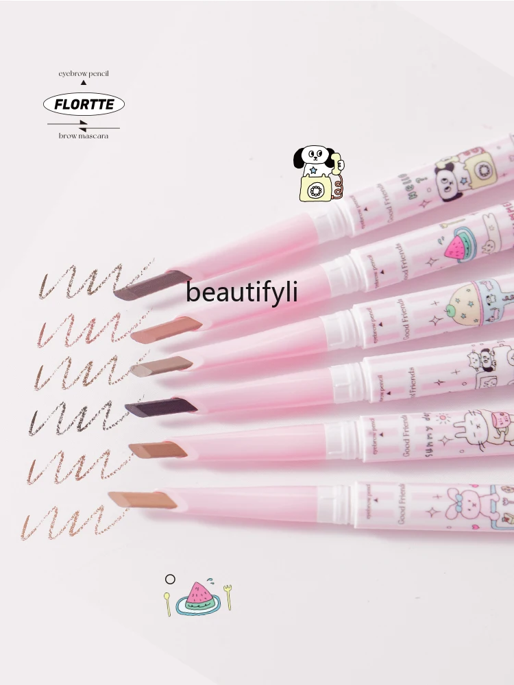 Flortte Double-Headed Eyebrow Cream Knife Peak Eyebrow Pencil Durable Waterproof and Sweatproof Natural