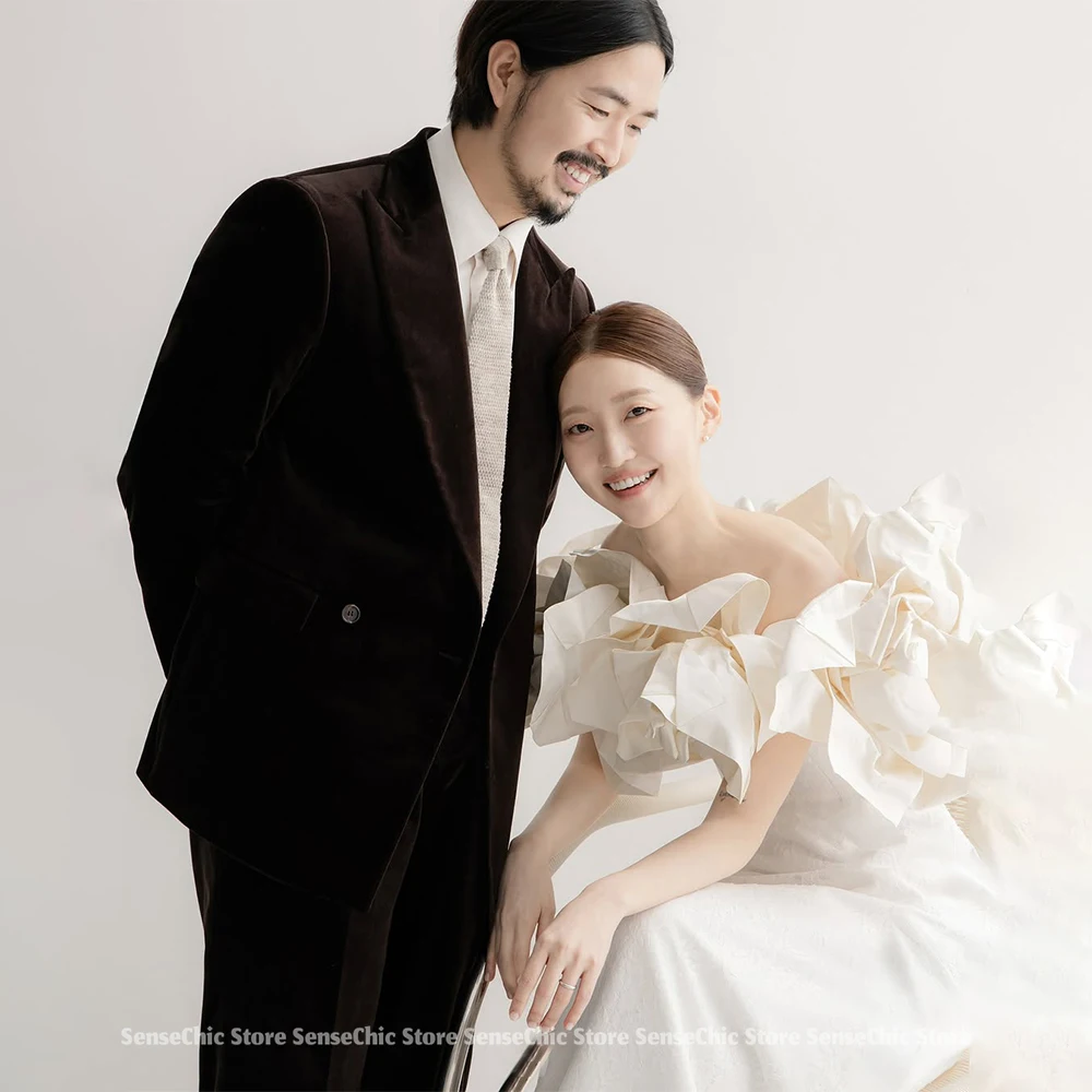 Gaun Pengantin Satin Korea Bunga 3D Sederhana Mermaid terlaris 2025 gaun resepsi pernikahan pesanan khusus