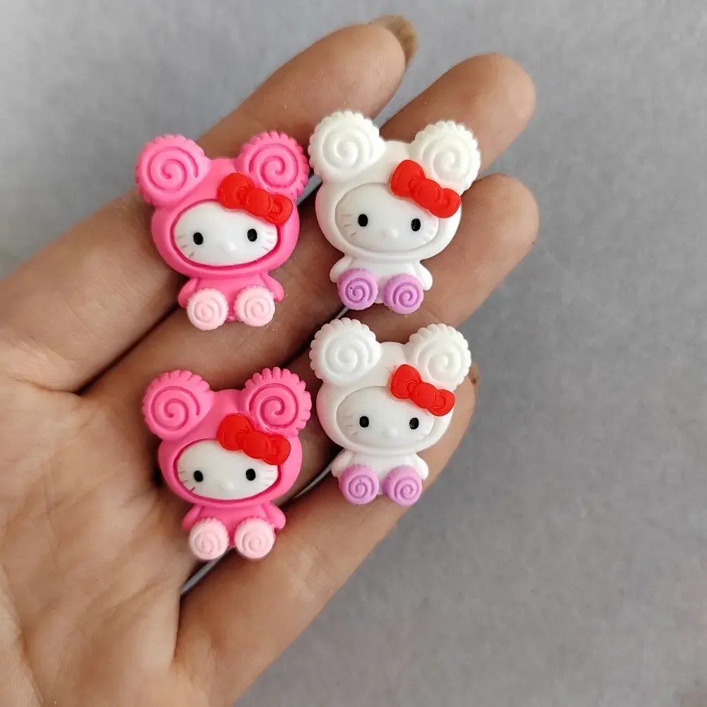 10 шт., милые новые 3D розовые Искусственные ногти Hello Kitty для длинных ногтей