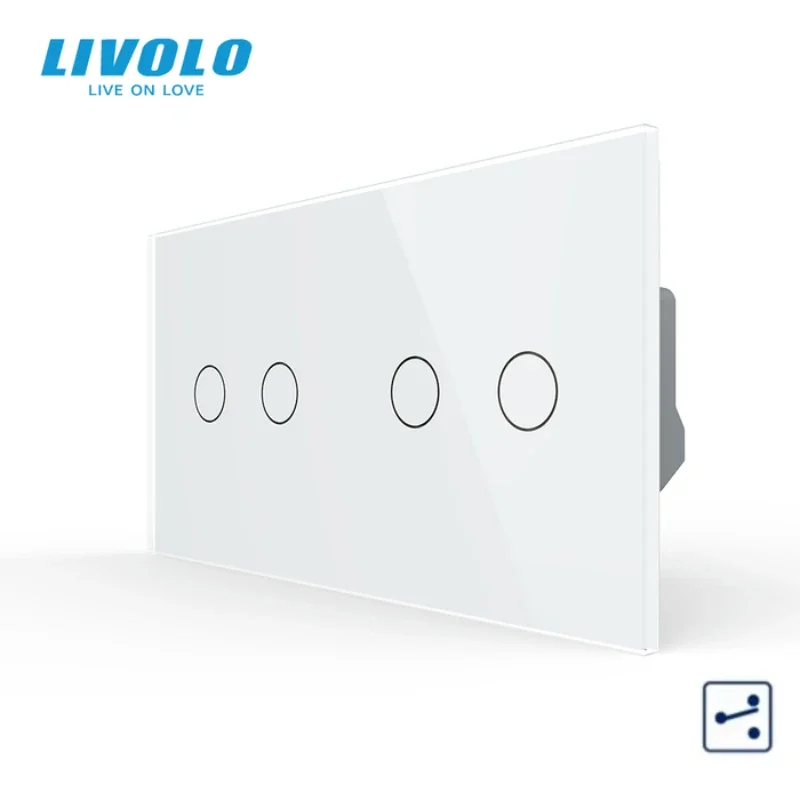 Livolo EU Standard Touch Switch,Luxury Tempered Glass Panel,4 Gang 2 Way Wall Light Switch 220-250V 10A for Home Improvement