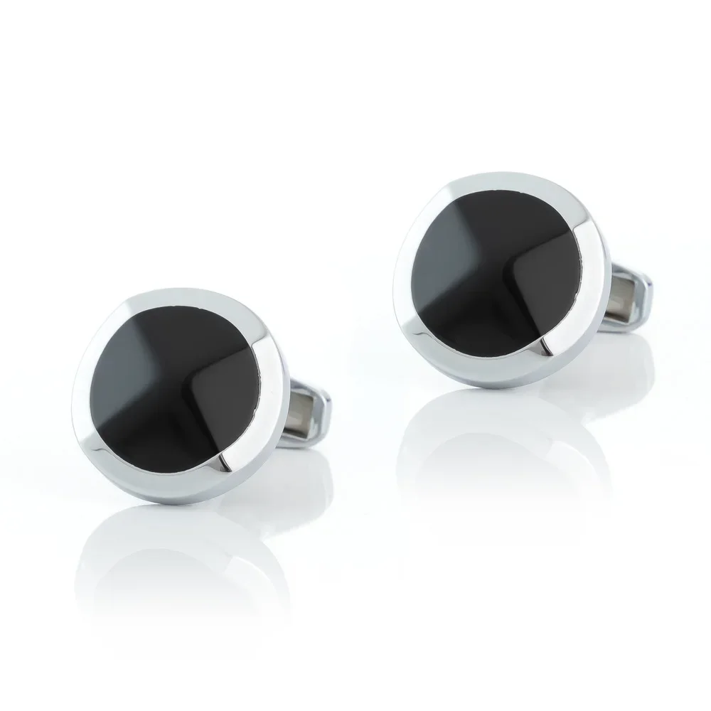 Men's French Cufflinks Fashion Black Round Buttons British Korean Mens Business Banquet Accessories Gifts Men Wedding CuffLinks