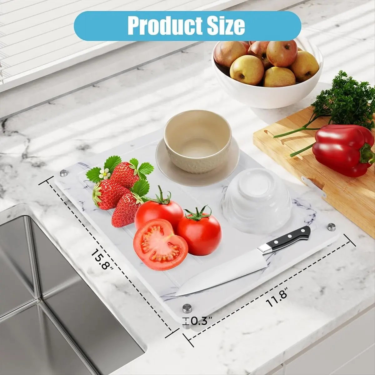 kuaishan Stone Drying Mat for Kitchen Counter Marble Stone Dish Drying Mat Dish Drying Stone for Kitchen Counter Dish Drying Mat