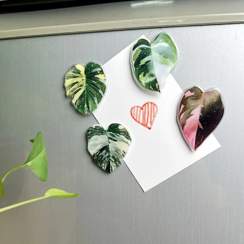 Green Plant Leaves Refrigerator Magnet Acrylic Simulation Leaves Fridge Magnet Decorative Patch INS Style Magnet Sticker