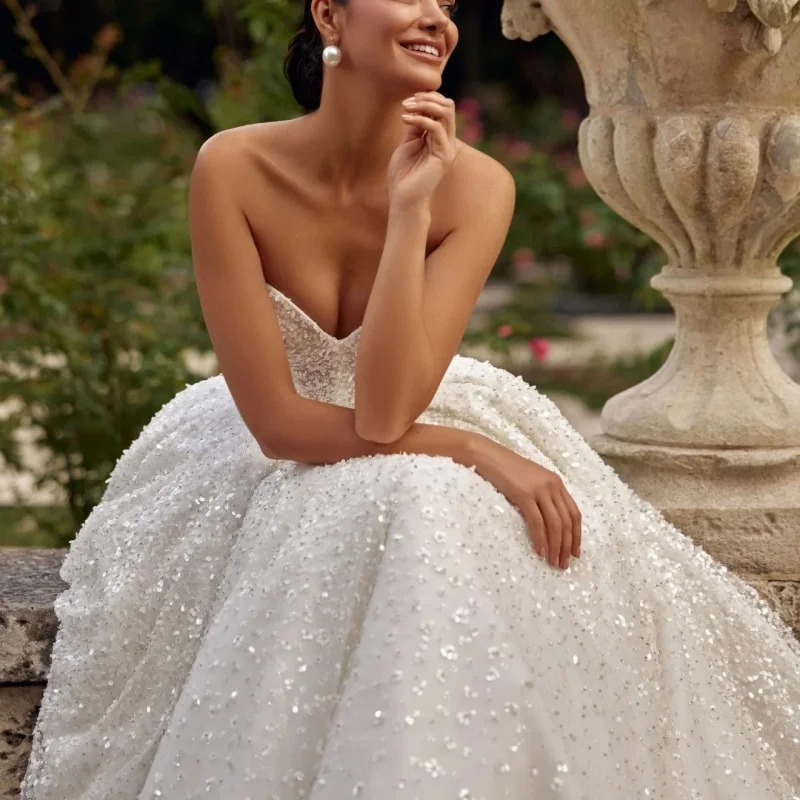 

Shiny luxury White Appliques Wedding Dresses off-shoulder A skirt Gowns Made multi-layer wedding dress Customized