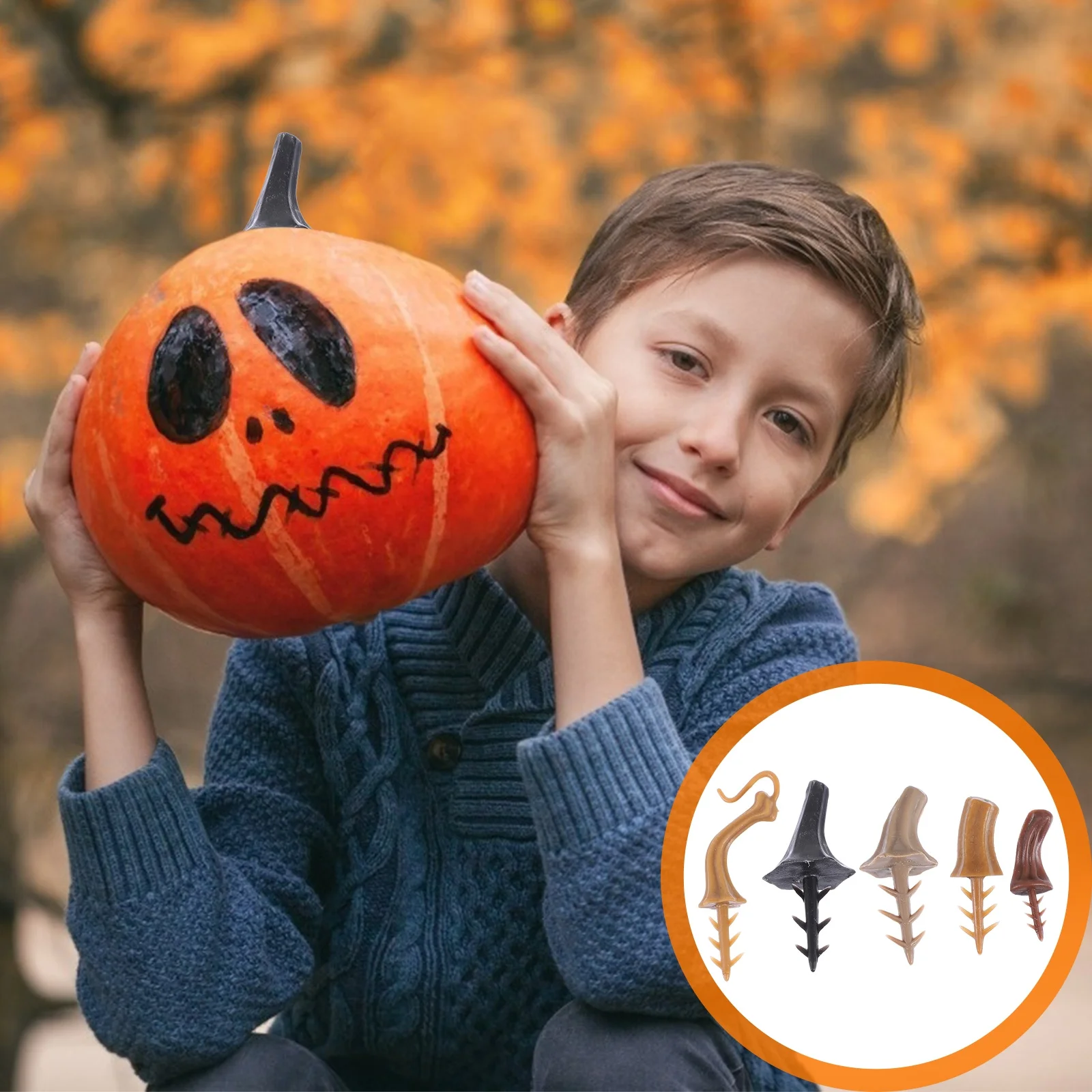 

40pcs Pumpkin Decoration Accessories Plastic Stem For Diy Halloween Jack-O-Lantern Party Harvest Decor Festival Craft Supply