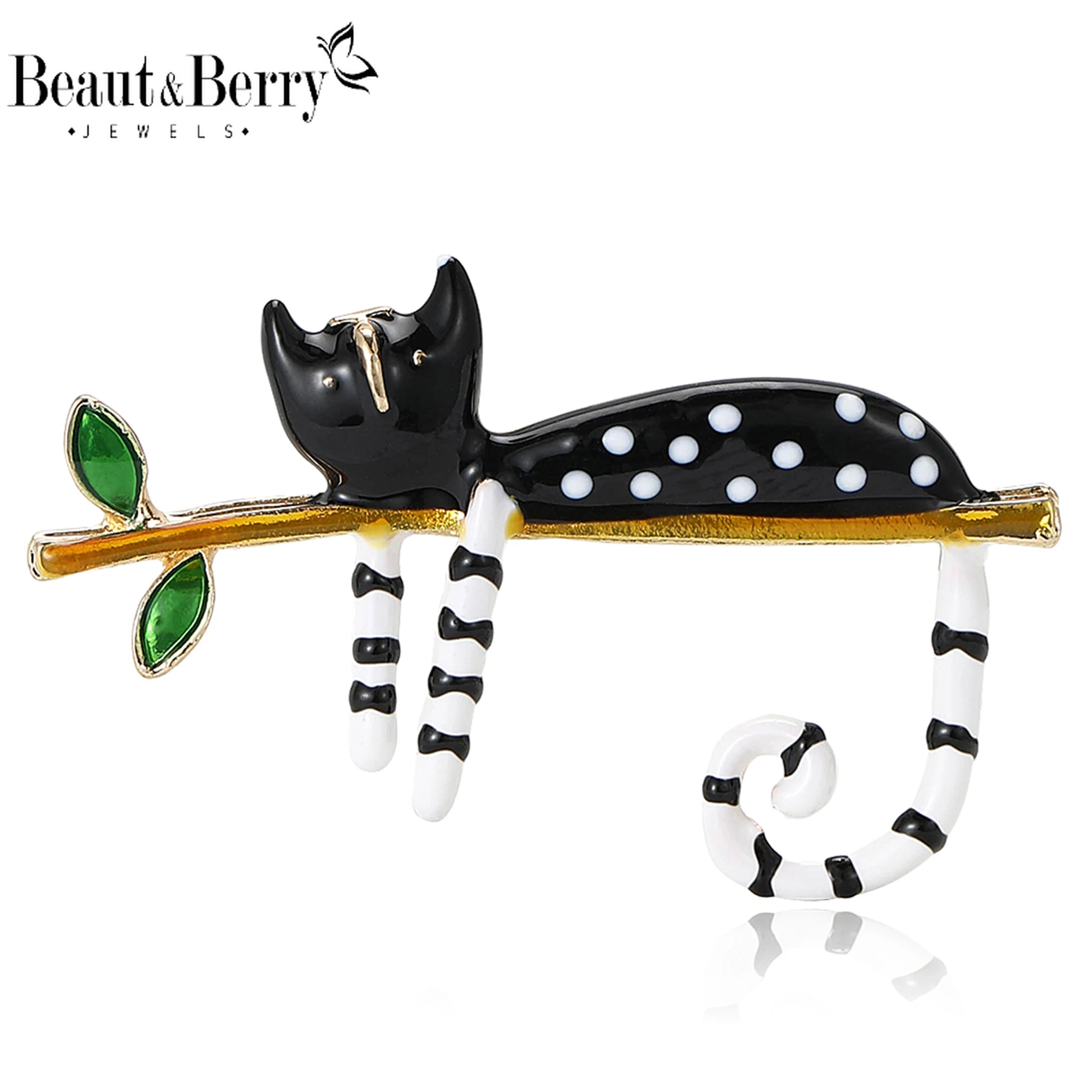 

Beaut&Berry Trendy Enamel Cat Brooches for Women Unisex Animal Pins Casual Party Accessories New Year Gifts Friends Decoration