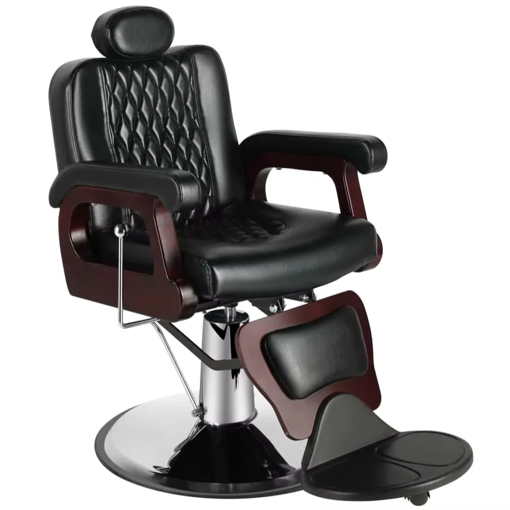 Wholesale Barber Shop Supplies,modern Black PVC  Leather Barber Chairs for Salon ,reclining and Rotate Shaving Chair for Men