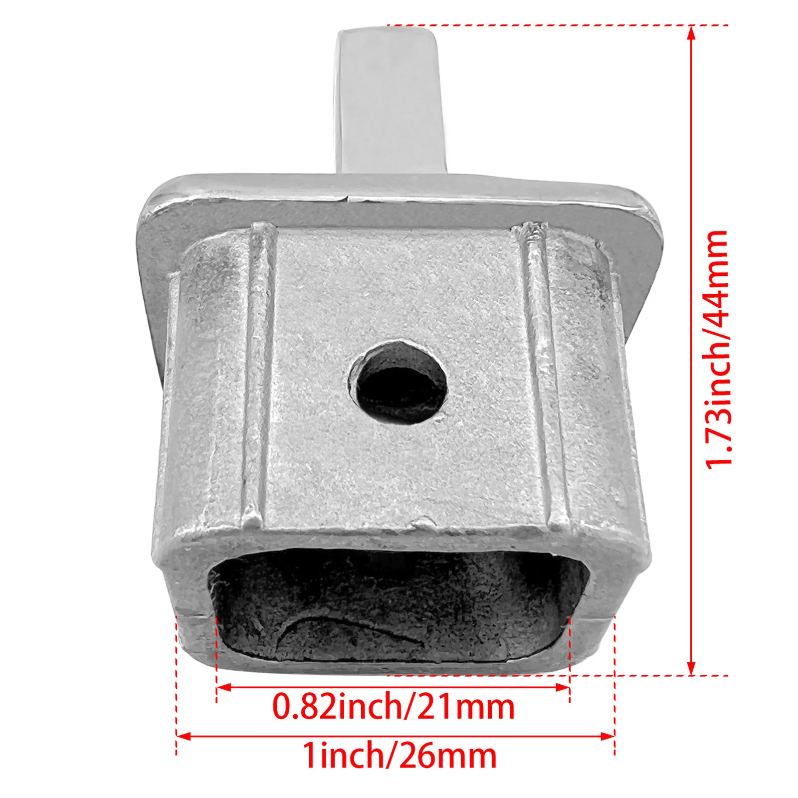 Square Slider Cap in 316 Stainless Steel Mirror Polished 2.6 x 2.1 x 4.4 cm for Marine and Yacht Installations