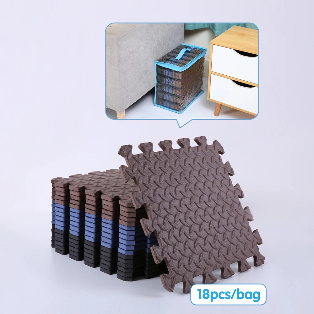 

Нетоксичный игровой коврик 0,4 дюйма/18 шт. толстый квадратный коврик-головоломка для детской комнаты, игровой коврик из пены EVA 30*30 см с сумкой из ПВХ