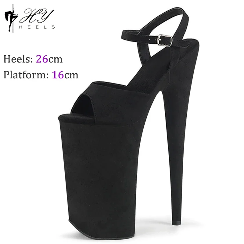 Nightclub 26cm Suede Pole Dance Shoes Women Cosplay Model Catwalk Waterproof Platform Stripper High Heels Sandals Plus Size 43